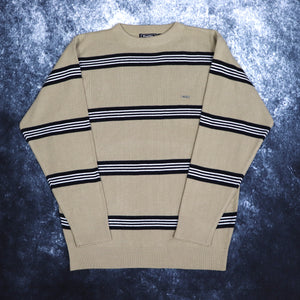 Vintage Beige, Black & White Striped Profile Jumper | Small
