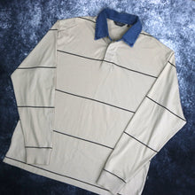 Load image into Gallery viewer, Vintage Beige &amp; Brown Striped Collared Sweatshirt | Large

