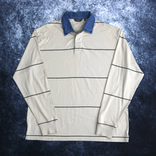Load image into Gallery viewer, Vintage Beige &amp; Brown Striped Collared Sweatshirt | Large
