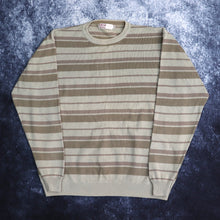 Load image into Gallery viewer, Vintage Beige &amp; Brown Stripy Jumper | Large
