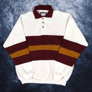Vintage Beige, Burgundy & Brown Rough Trade Colour Block Collared Sweatshirt | Large