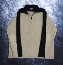 Load image into Gallery viewer, Vintage Beige &amp; Navy 1/4 Zip Fleece Jumper | XL
