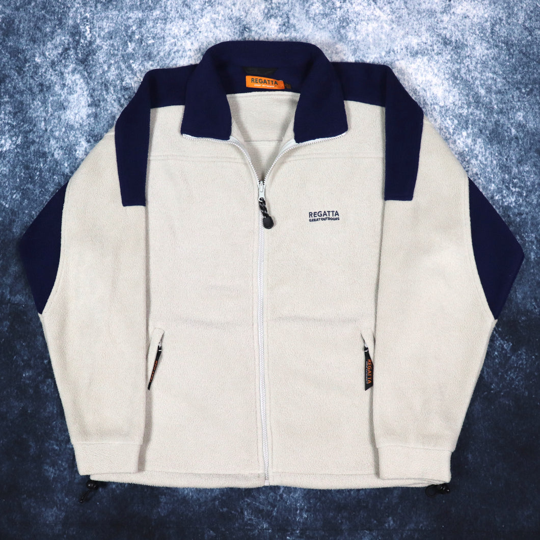 Vintage Beige & Navy Regatta Fleece Jacket | Medium