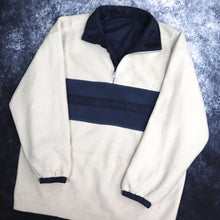 Load image into Gallery viewer, Vintage Beige &amp; Navy Reversible 1/4 Zip Fleece Jacket | 5XL
