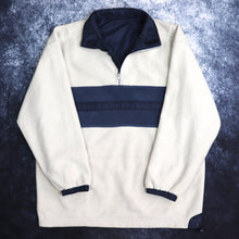 Load image into Gallery viewer, Vintage Beige &amp; Navy Reversible 1/4 Zip Fleece Jacket | 5XL
