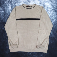 Load image into Gallery viewer, Vintage Oatmeal &amp; Navy Striped Jumper | XL
