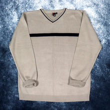 Load image into Gallery viewer, Vintage 90s Brown &amp; Navy Striped V Neck Jumper | Large
