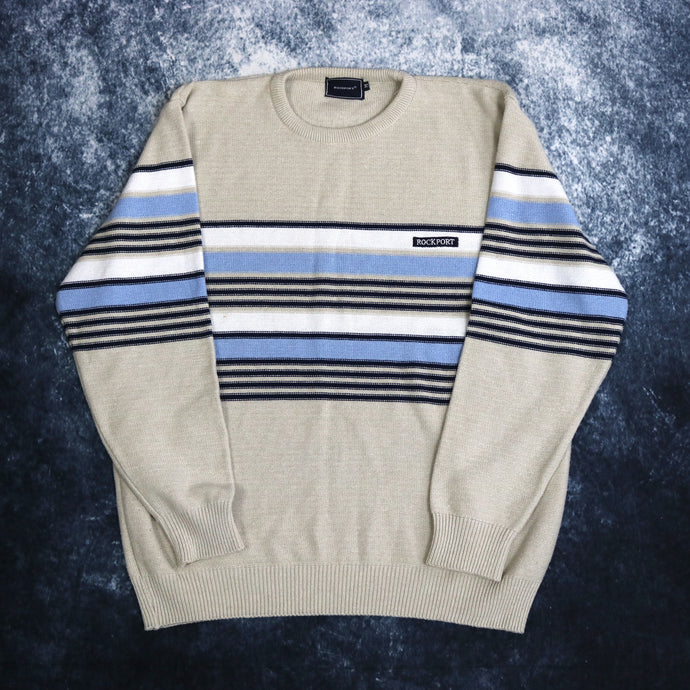 Vintage Beige, Navy, Baby Blue & White Striped Rockport Jumper