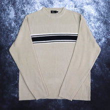 Load image into Gallery viewer, Vintage Beige, Navy &amp; White Striped Jumper | Small
