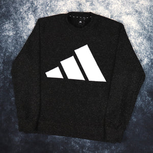 Vintage Black Adidas Big Logo Fleece Sweatshirt | Large
