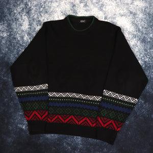 Vintage Black Aztec Grandad Jumper | Medium