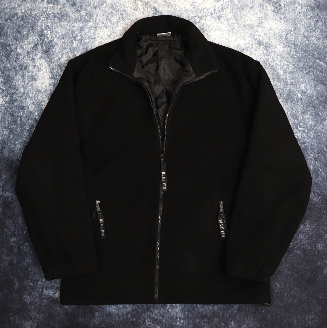 Vintage Black Blue Fin Fleece Jacket | Large