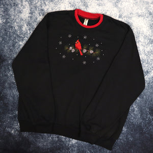 Vintage Black Cardinal Bird Sweatshirt | Medium