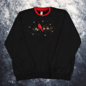 Vintage Black Cardinal Bird Sweatshirt | Medium
