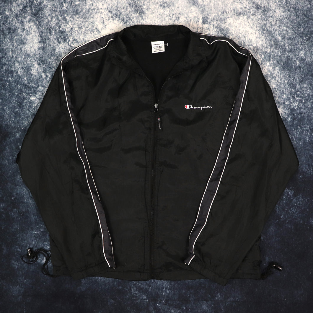 Vintage Black Champion Windbreaker Jacket | Large