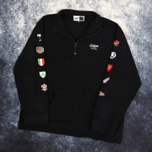 Vintage Black Cotton Traders Rugby 1/4 Zip Fleece | XL