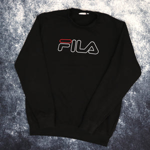 Vintage Black Fila Spell Out Sweatshirt | Medium