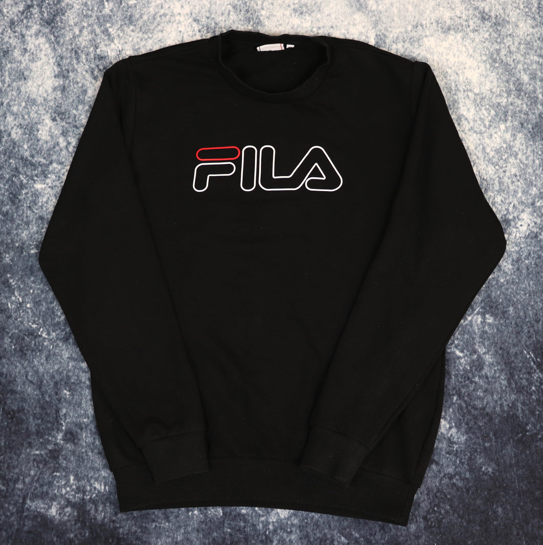 Vintage Black Fila Spell Out Sweatshirt | Medium