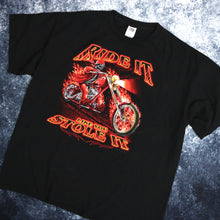 Load image into Gallery viewer, Vintage Black Ride It Like You Stole It Motorcycle T Shirt | XL
