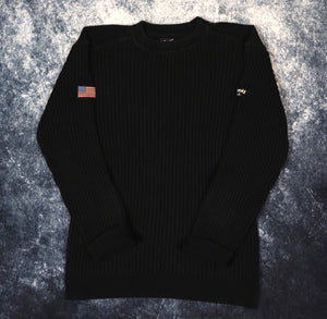 Vintage Black Schott USA Ribbed Jumper | Small