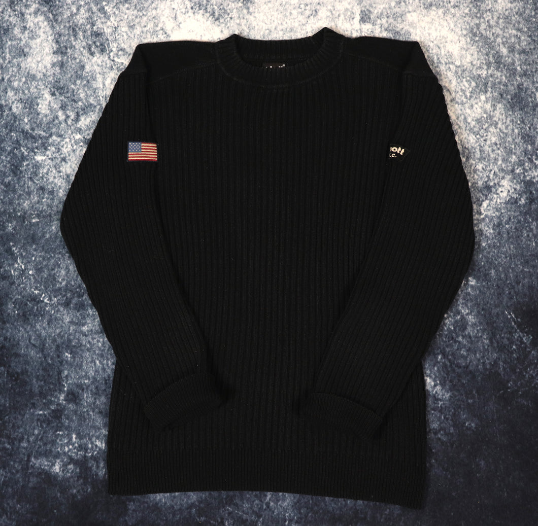 Vintage Black Schott USA Ribbed Jumper | Small