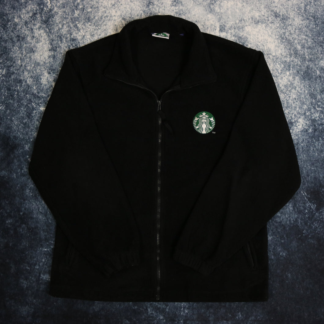 Vintage Black Starbucks Fleece Jacket
