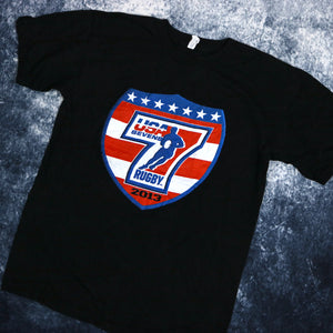 Vintage Black USA Sevens Rugby T Shirt | XS