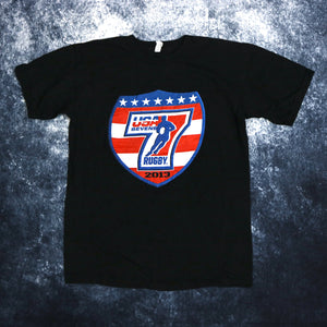 Vintage Black USA Sevens Rugby T Shirt | XS