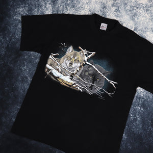 Vintage Black Wolf Print T Shirt | XL