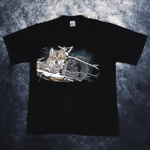 Vintage Black Wolf Print T Shirt | XL