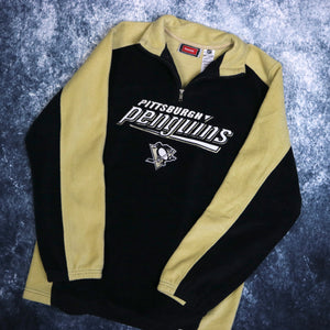 Vintage Black & Beige Pittsburgh Penguins 1/4 Zip Fleece Sweatshirt