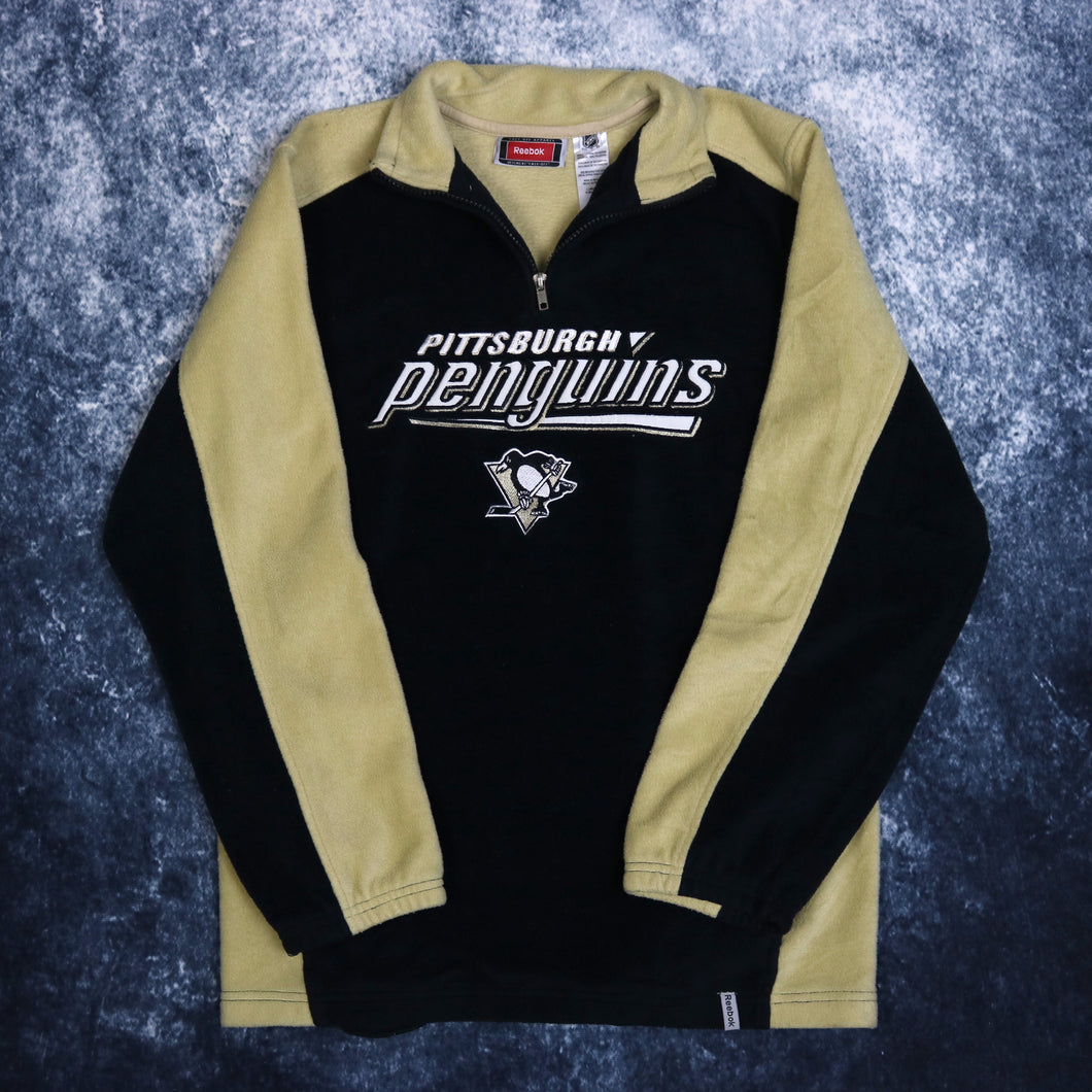 Vintage Black & Beige Pittsburgh Penguins 1/4 Zip Fleece Sweatshirt
