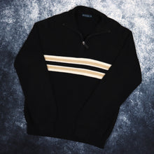 Load image into Gallery viewer, Vintage Black, Beige &amp; Cream Striped 1/4 Zip Jumper | Small
