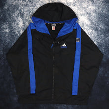 Load image into Gallery viewer, Vintage Black &amp; Blue Adidas Windbreaker Jacket | Large
