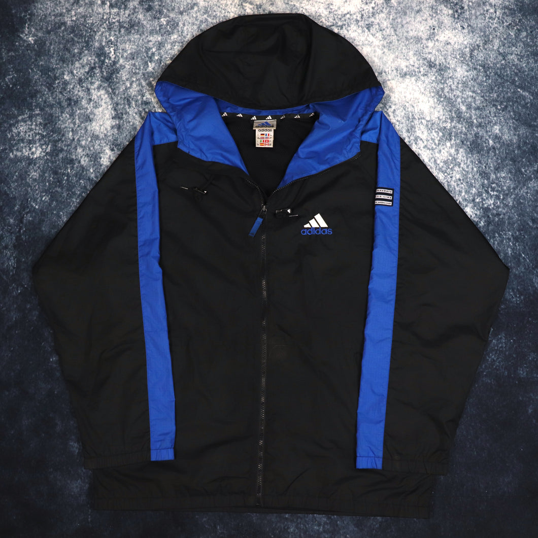 Vintage Black & Blue Adidas Windbreaker Jacket | Large