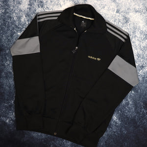 Vintage Black & Grey Adidas Trefoil Track Jacket | Small