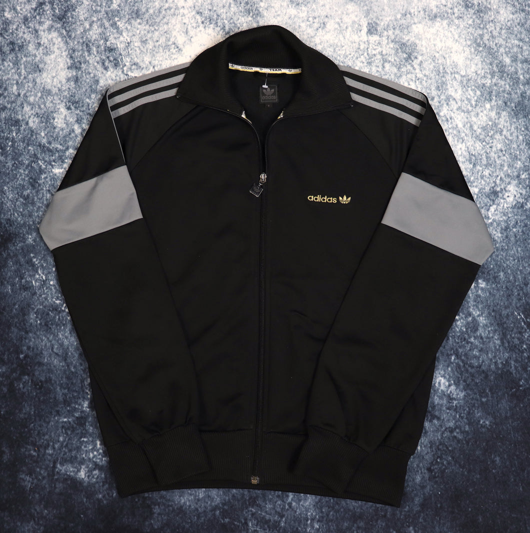 Vintage Black & Grey Adidas Trefoil Track Jacket | Small