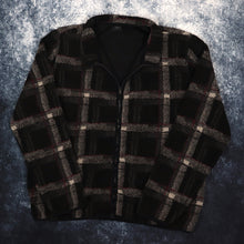 Load image into Gallery viewer, Vintage Black &amp; Grey Checkered Fleece Jacket | XL
