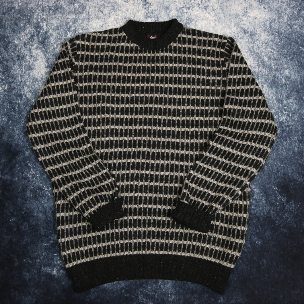 Vintage Black & Grey Checkered Jumper