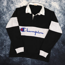 Load image into Gallery viewer, Vintage Black &amp; Grey Colour Block Champion Rugby Sweatshirt | XS
