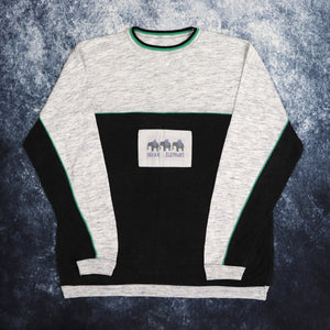 Vintage Black & Grey Colour Block Indian Elephant Sweatshirt | Small