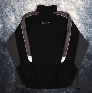 Vintage Black & Grey Hull FC 1/4 Zip Fleece Sweatshirt | Large