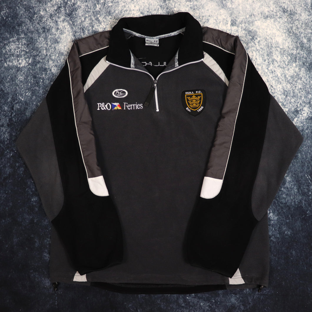 Vintage Black & Grey Hull FC 1/4 Zip Fleece Sweatshirt | Large