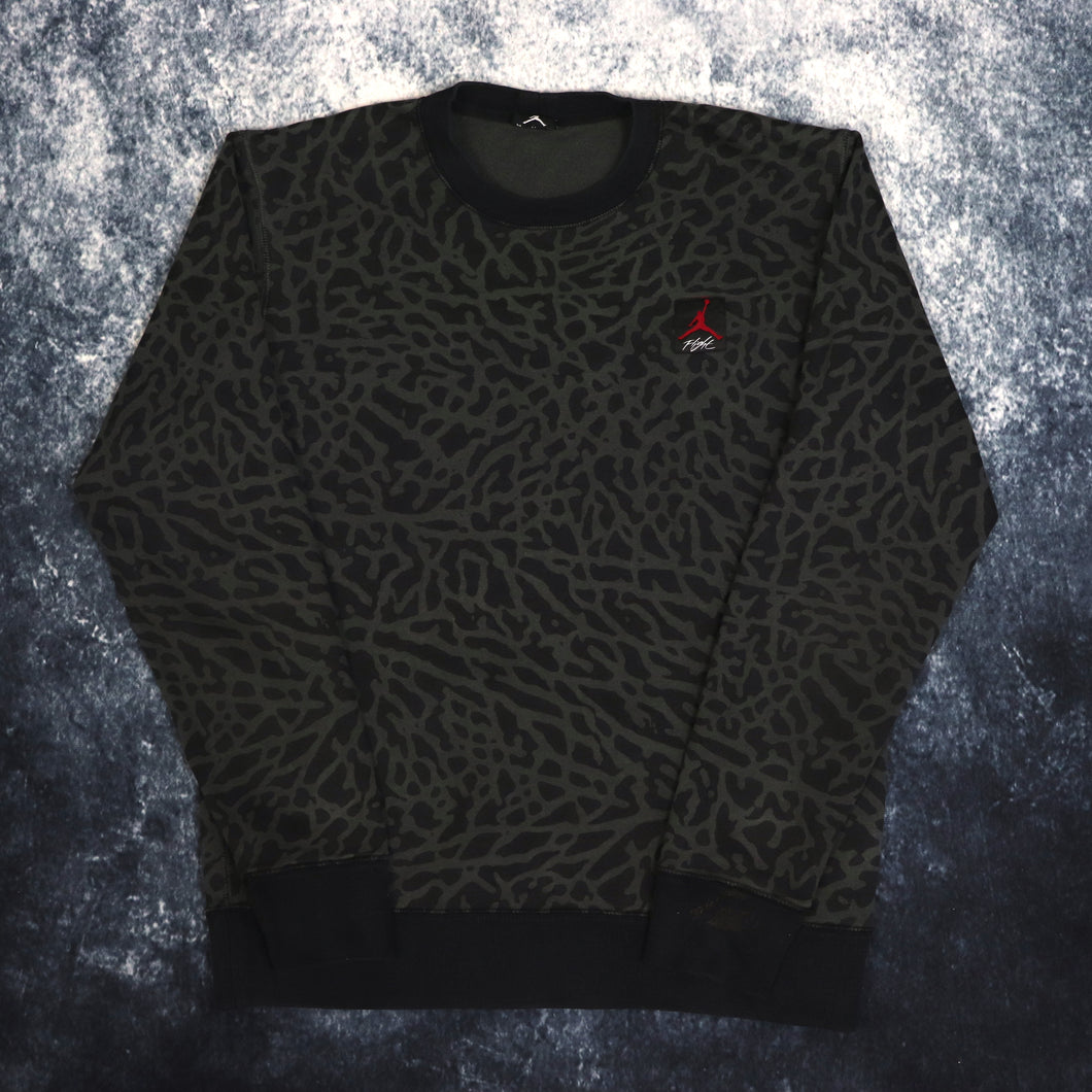 Vintage Black & Grey Leopard Print Jordan Flight Sweatshirt | Medium