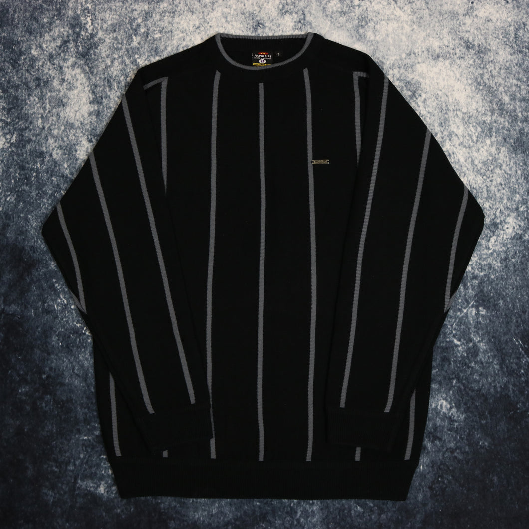 Vintage Black & Grey Striped Rapid Fire Jumper