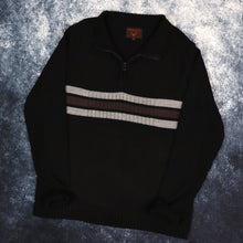 Load image into Gallery viewer, Vintage Black, Grey &amp; Brown Striped 1/4 Zip Jumper | Large
