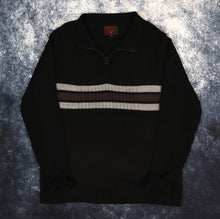 Load image into Gallery viewer, Vintage Black, Grey &amp; Brown Striped 1/4 Zip Jumper | Large
