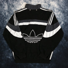 Load image into Gallery viewer, Vintage Black, Grey &amp; White Adidas Trefoil Velour Track Jacket | Small
