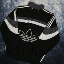 Load image into Gallery viewer, Vintage Black, Grey &amp; White Adidas Trefoil Velour Track Jacket | Small
