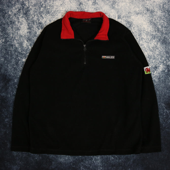 Vintage Black & Red Wales 1/4 Zip Fleece Sweatshirt